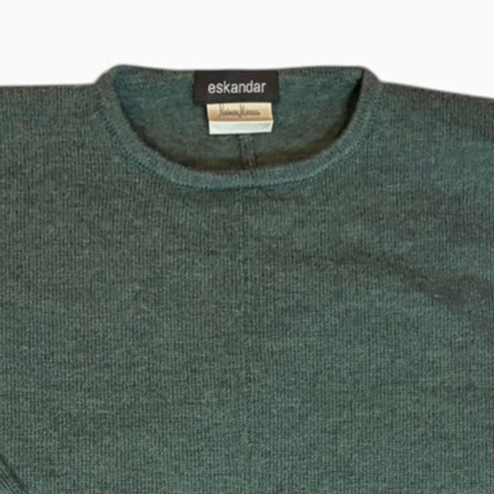 eskandar Women's Sweater One Size OS Green Merino Wool Oversized Crewneck